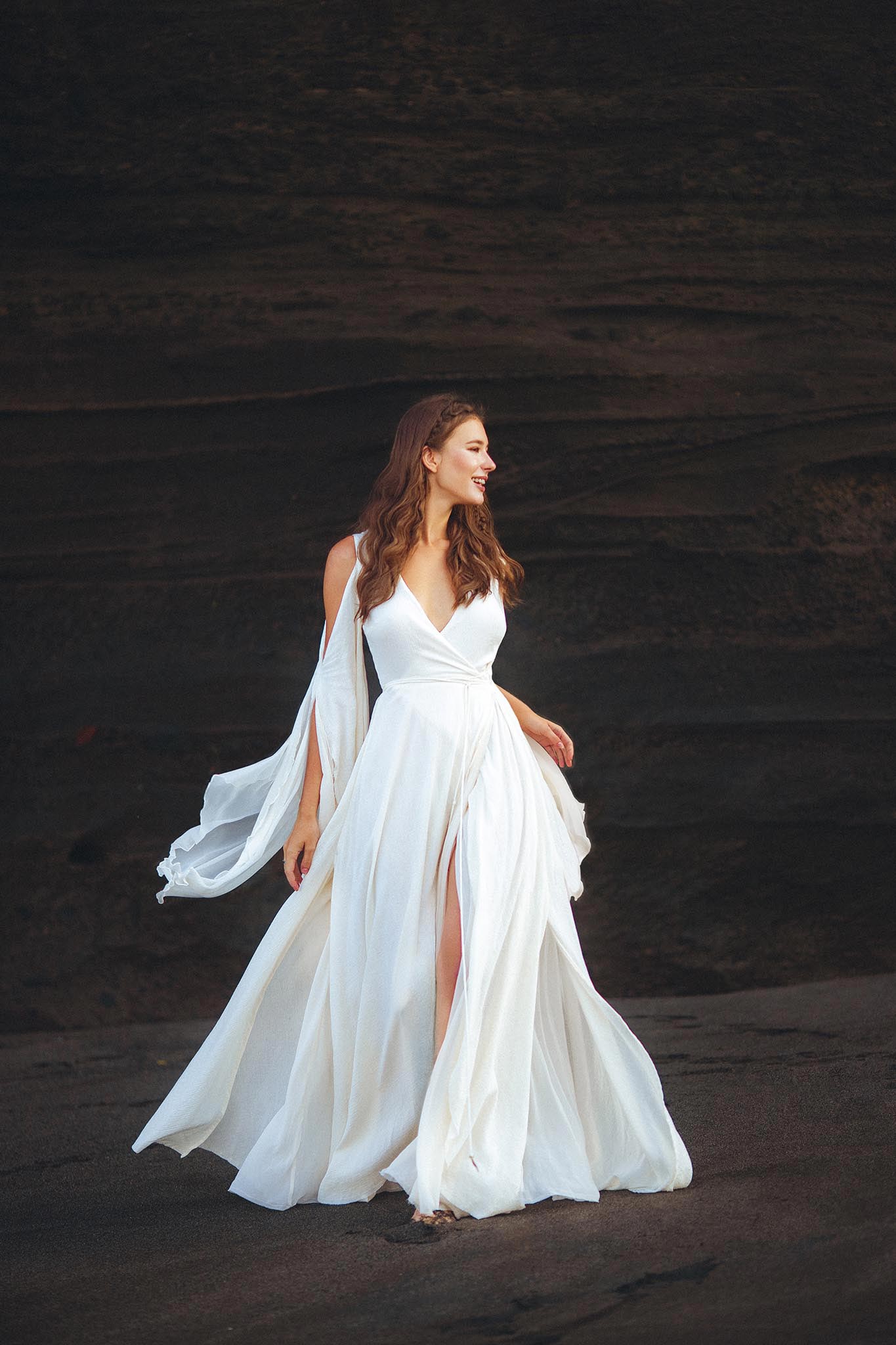 white goddess dress